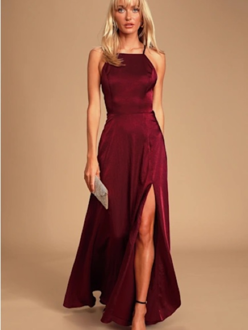 Lulus Burgundy Backless Evening Dress